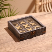 Игра настольная "Крестики-нолики" 18х18 см, манговое дерево, латунь Игра настольная "Крестики-нолики" 18х18 см, манговое дерево, латунь