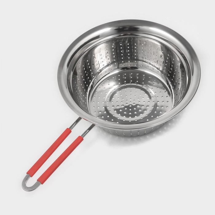 Дуршлаг из нержавеющей стали с ручкой &laquo;Эдвин&raquo;, 39&times;24&times;9 см, цвет ручки МИКС