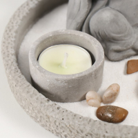 Сад камней Дзен d=16,5 см "Хотей: ничего не говорю", со свечой, серый Сад камней Дзен d=16,5 см "Хотей: ничего не говорю", со свечой, серый