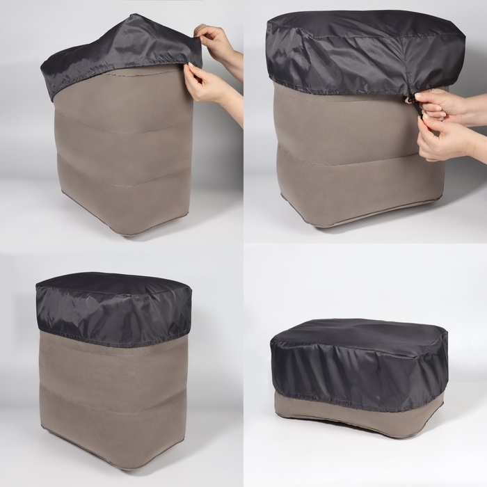 Подушка надувная, 40 &times; 30 &times; 45 см, в чехле, цвет серый