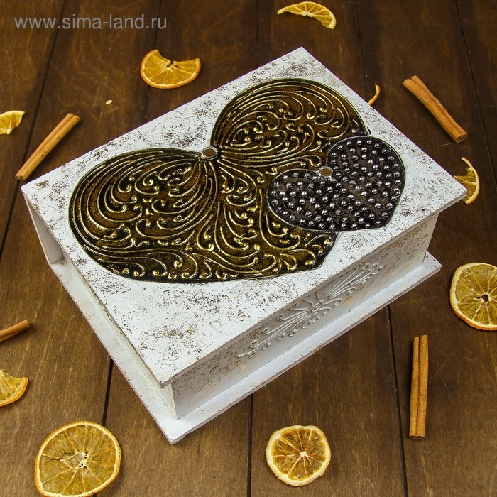 Шкатулка "Два сердца" 24х18х9 см, МДФ