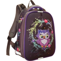 Рюкзак каркасный школьный 38 х 30 х 16 см, эргономичная спинка, Stavia "Совушка", серый