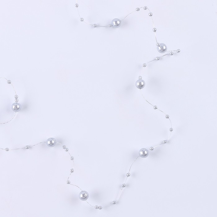 Леска для декора с бусинками, длина &mdash; 4,8 м, цвет серебряный