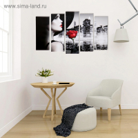 Картина модульная на подрамнике "Леди на фоне города" 2шт-21*54; 2шт-21*61; 1шт-21*68см