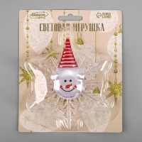 Светодиодная игрушка на липучке &laquo;Снежинка со снеговиком&raquo; 13 см, батарейки LR44х3 (в комплекте), свечение мульти