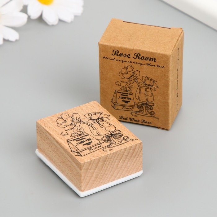 Печать дерево, резина Печать дерево, резина "Цветы в бокале" 5х4х2,5 см