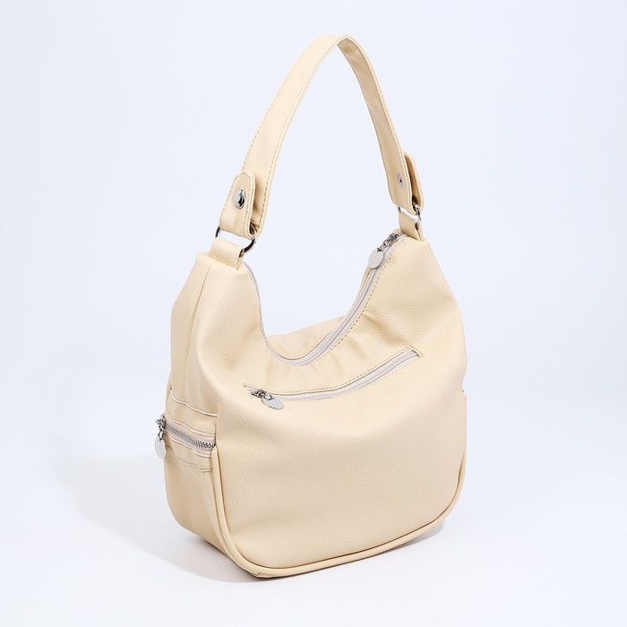 Сумка-мешок на молнии, наружный карман, цвет бежевый Сумка-мешок на молнии, наружный карман, цвет бежевый