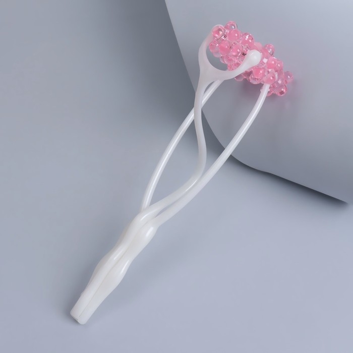 Массажёр для лица и шеи &laquo;Трезубец&raquo;, 23 &times; 5 &times; 2,5 см, цвет белый/розовый