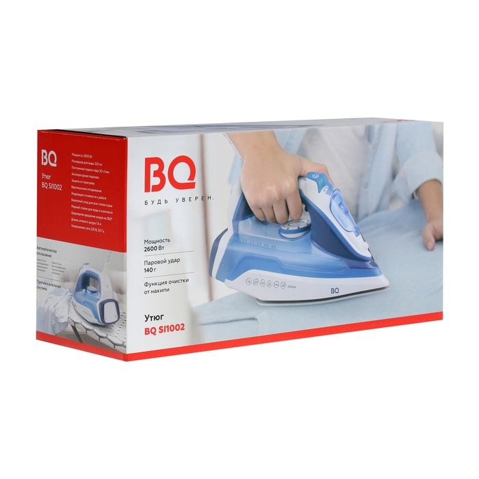 Утюг BQ SI1002, 2600 Вт, керамическая подошва, 30 г/мин, 320 мл, бело-красный Утюг BQ SI1002, 2600 Вт, керамическая подошва, 30 г/мин, 320 мл, бело-красный