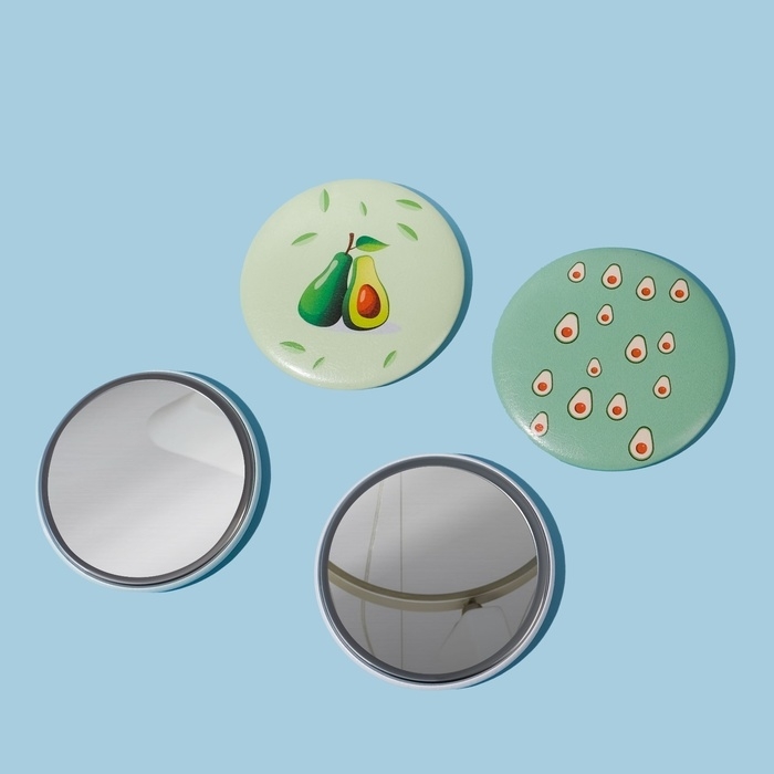Зеркало карманное &laquo;Авокадо&raquo;, d = 7,5 см, рисунок МИКС