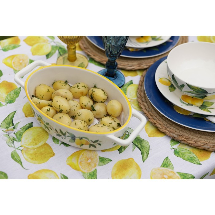 Форма для выпечки из жаропрочной керамики овальная Доляна &laquo;Лимон&raquo;, 27,5&times;15 см, цвет белый