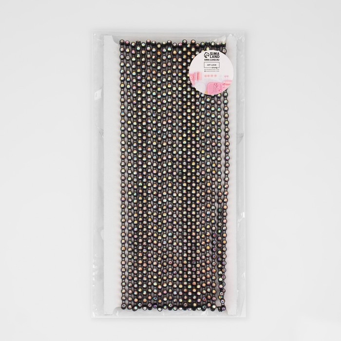 Стразы на нитях, с голографией, 4 мм, 9 &plusmn; 1 м, цвет чёрный