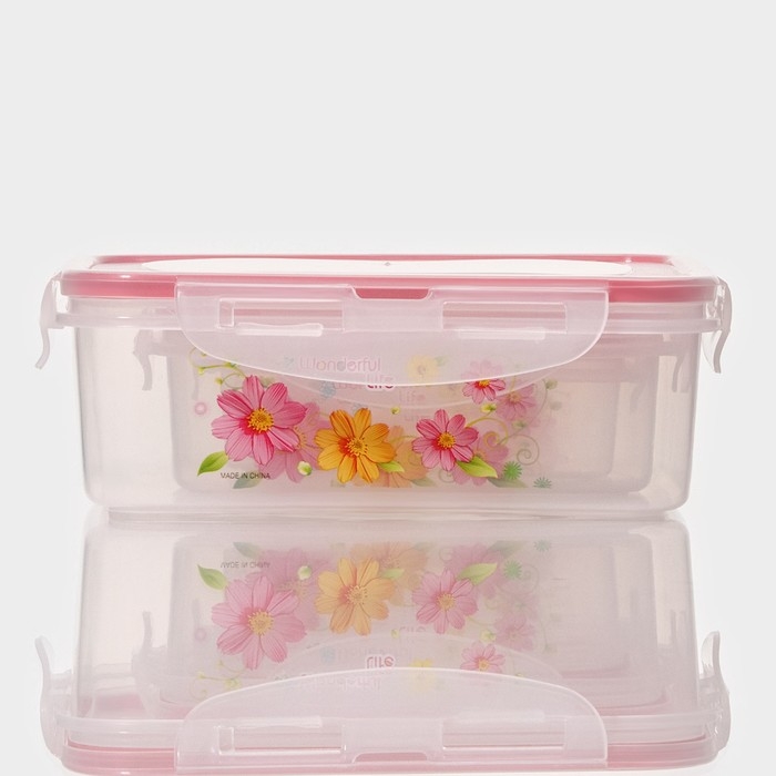 Набор ланч - боксов пластиковых прямоугольных &laquo;Полянка&raquo;, 3 шт: 150 мл, 300 мл, 500 мл, цвет МИКС