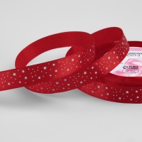 Лента атласная &laquo;Звёзды&raquo;, 15 мм &times; 23 &plusmn; 1 м, цвет красный №026