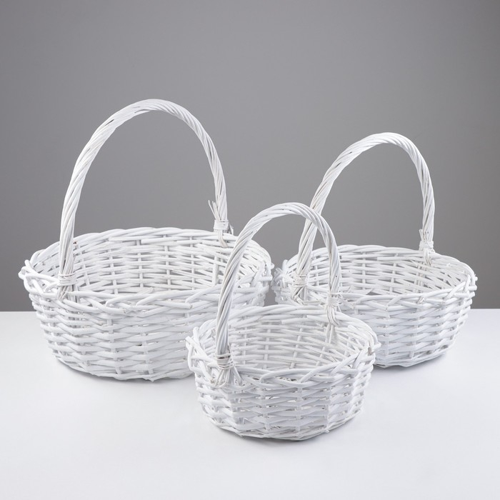 Набор корзин &laquo;Плетёнка&raquo;, 3 шт, 39&times;15/37 см, 31&times;13/31,5 см, 25&times;11/27 см, ива