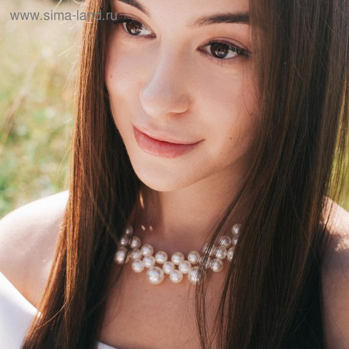 Набор 2 предмета: серьги, колье &laquo;Жизель&raquo; россыпь бусин, цвет белый, 42 см