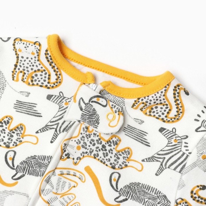 Комбинезон детский (3 шт.), цвет оранжевый/леопард/белый, рост 74 см