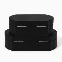 Шкатулка для украшений &laquo;Чёрный узор&raquo; экокожа, набор 2 шт.