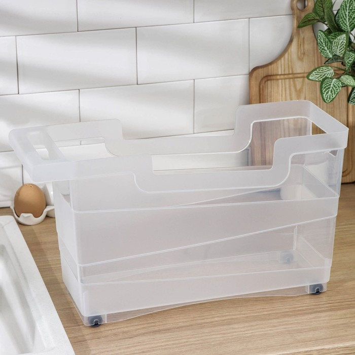 Контейнер хозяйственный с ручкой на колёсиках, 12,5 л, 45&times;16&times;25,5 см, прозрачный