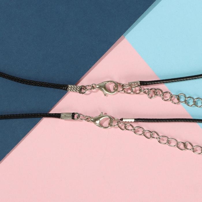 Кулоны на шнурке &laquo;Неразлучники&raquo; пазлы с сердечком, цвет чёрный, 45 см