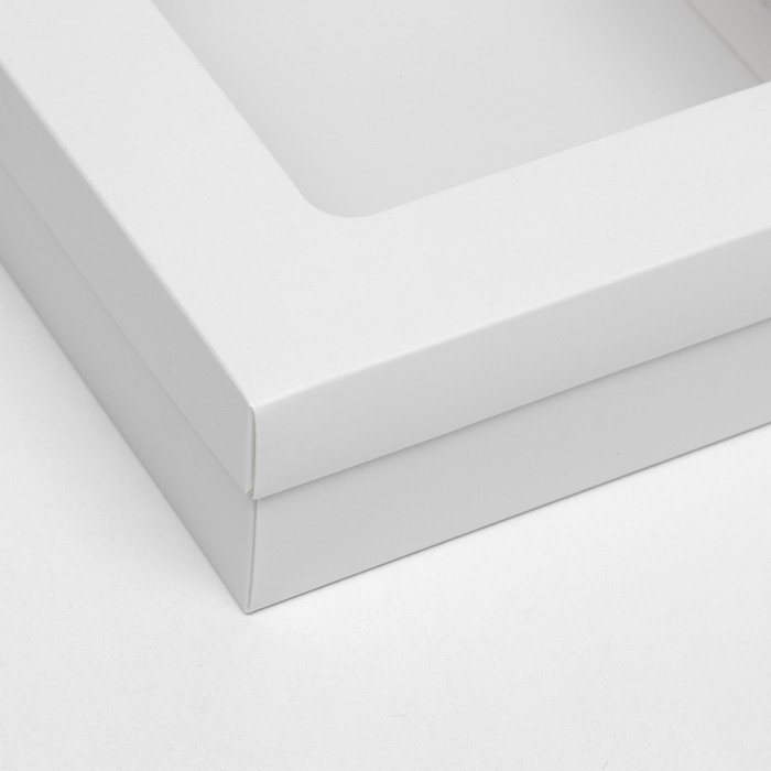 Коробка подарочная складная, упаковка, крышка-дно, с окном, белая, 20 х 20 х 6 см Коробка подарочная складная, упаковка, крышка-дно, с окном, белая, 20 х 20 х 6 см