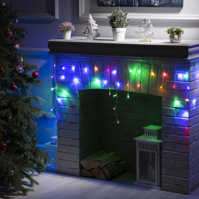 Гирлянда &laquo;Бахрома&raquo; 1.8 &times; 0.5 м, IP20, прозрачная нить, 48 LED, свечение мульти, 8 режимов, 220 В