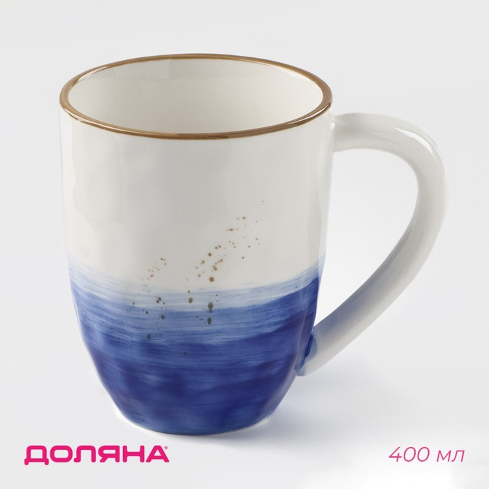 Кружка фарфоровая Доляна &laquo;Космос&raquo;, 400 мл, цвет синий