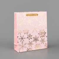 Пакет подарочный новогодний ламинированный &laquo;Вьюга&raquo;, тиснение, M 30 х 26 х 9 см, Новый год