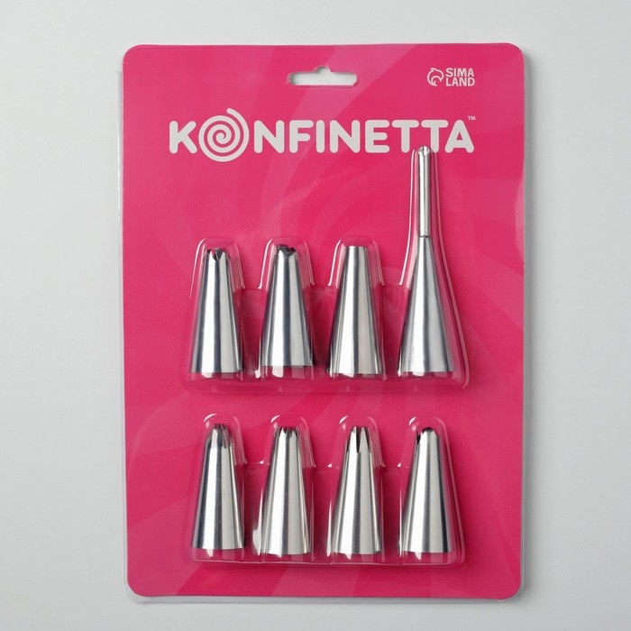Набор насадок кондитерских KONFINETTA, 2,5&times;5,3 см (для начинки - 9&times;2,5 см), 8 шт