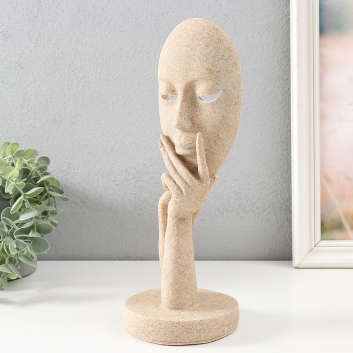 Сувенир полистоун "Маска - лицо девушки" песочный 11,5х11,5х29 см