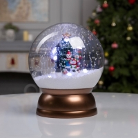 Светодиодная фигура &laquo;Шар со снеговиками и ёлкой&raquo; 21.5 &times; 26.5 &times; 21.5 см, пластик, батарейки ААх3 (не в комплекте), USB, свечение белое