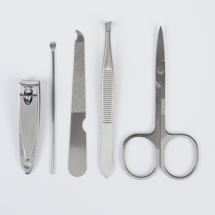 Набор маникюрный, 5 предметов, в чехле, цвет чёрный Набор маникюрный, 5 предметов, в чехле, цвет чёрный