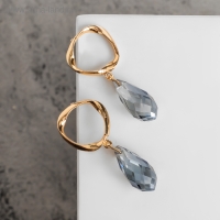 Серьги со стразами &laquo;Сиа&raquo; капли, цвет синий в золоте