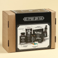 Гифтбокс &laquo;Крутой мужик 100%&raquo;, чай 50 г., термостакан 350 мл., драже шоколадное 80 г., шоколад 4 шт. х 5 г., леденец 30 г.