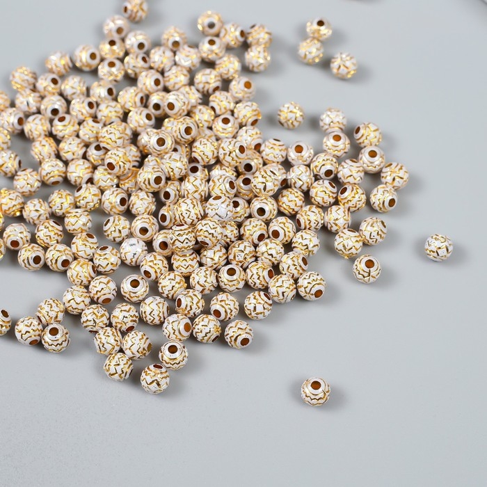 Бусины для творчества пластик "Золотая паутинка" набор 20 гр 0,6х0,6х0,6 см