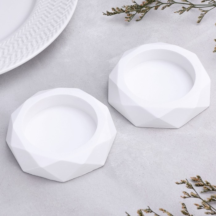 Подсвечник Подсвечник "Грани", набор 2 шт, 2,3х10 см, перламутр