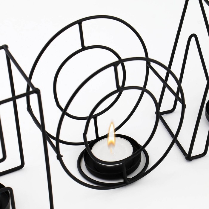 Подсвечник металлический настольный Подсвечник металлический настольный "Home", 13.5 х 42 см, черный