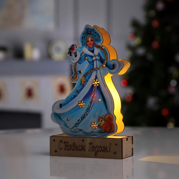 Светодиодная фигура &laquo;Снегурочка&raquo; 12 &times; 20 &times; 4.7 см, дерево, батарейки LR1130х3 (в комплекте), свечение тёплое белое