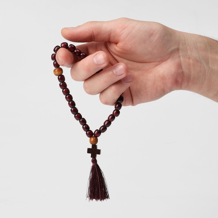 Чётки деревянные «Православные» с крестиком, кисть, 33 бусины, цвет коричневый Чётки деревянные «Православные» с крестиком, кисть, 33 бусины, цвет коричневый