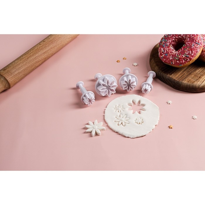 Набор плунжеров кондитерских Доляна &laquo;Цветы. Гербера&raquo;, 4 шт, d=2/2,7/3,8/4,1 см