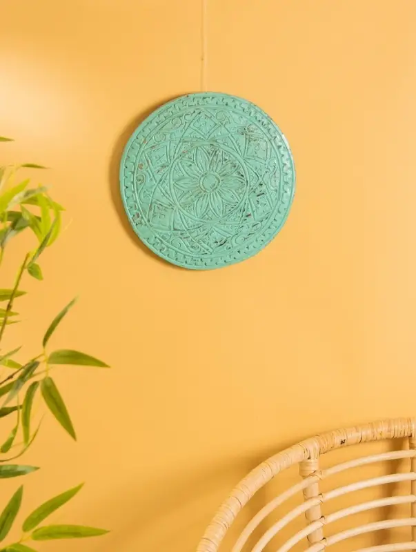 Панно " Мандала" дерево, 30х30х2 см, цв. бирюзовый