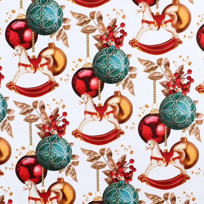 Упаковочная бумага на новый год &laquo;Новогодние игрушки&raquo;, 70 х 100 см, глянцевая