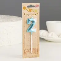 Свеча в торт на шпажке &laquo;Алмаз&raquo;, цифра 2, голубая, 5 см