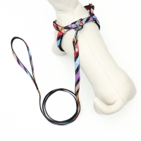 Комплект амуниции двухслойный, S, поводок 120х1 см,ОШ 24-38 ОГ 29-41 см, разноцветные полосы   96837