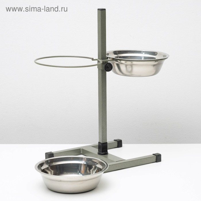 Подставка с мисками, 2 х 1,5 л, высота 50 см, разборная, зелёная Подставка с мисками, 2 х 1,5 л, высота 50 см, разборная, зелёная