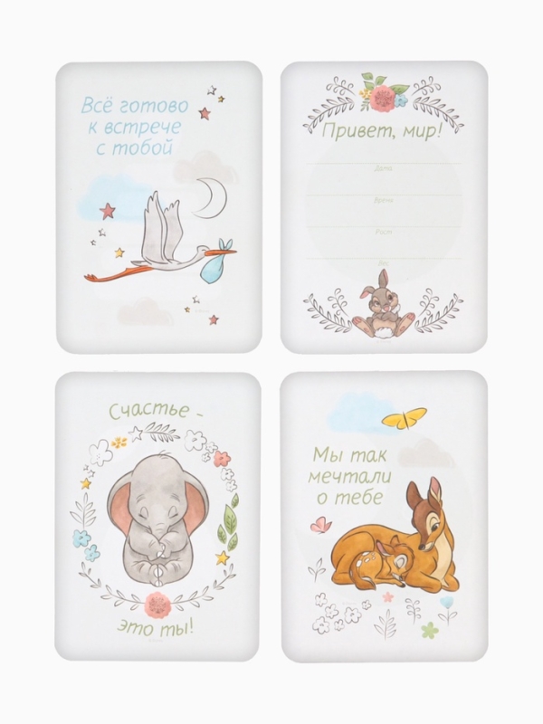 Набор двухсторонних карточек для фотосессий, развивающие чёрно-белые картинки,12&times;8 см, Дисней