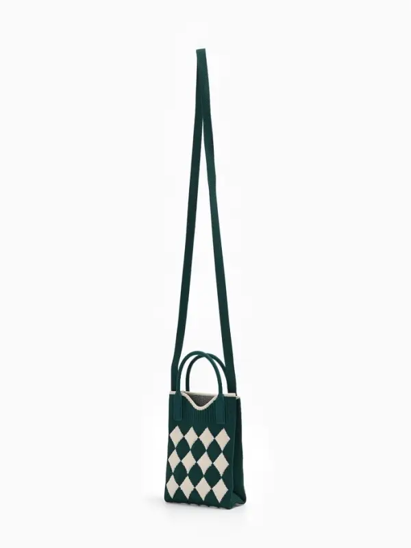 Сумка подр Ромбы, 12*4*17, отд на кнопке, дл ремень, зеленый