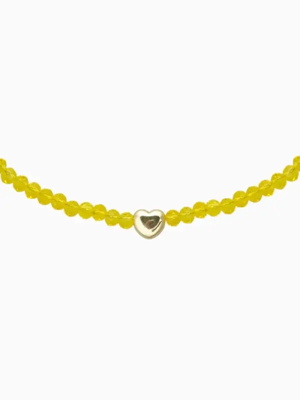 Чокер из бисера &laquo;Хрусталь&raquo;, сердце, жёлтый в золоте, 37 см + 5 см доп, цепочка