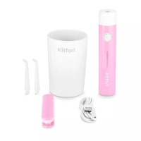 Ирригатор Kitfort КТ-2957-1, портативный, 320 мл, 3 режима, 2 насадки, от АКБ, бело-розовый