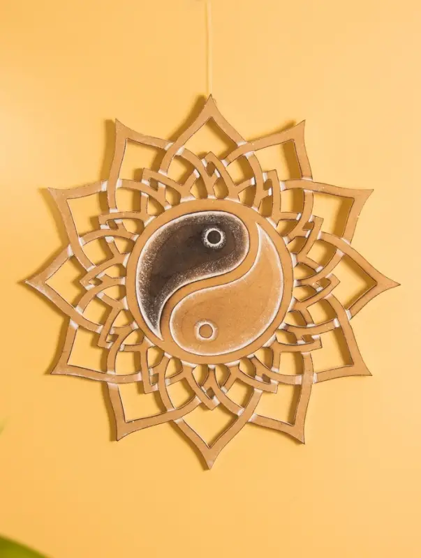 Панно "Инь Янь" МДФ, 40х40х1 см, цв. бежево-чёрный